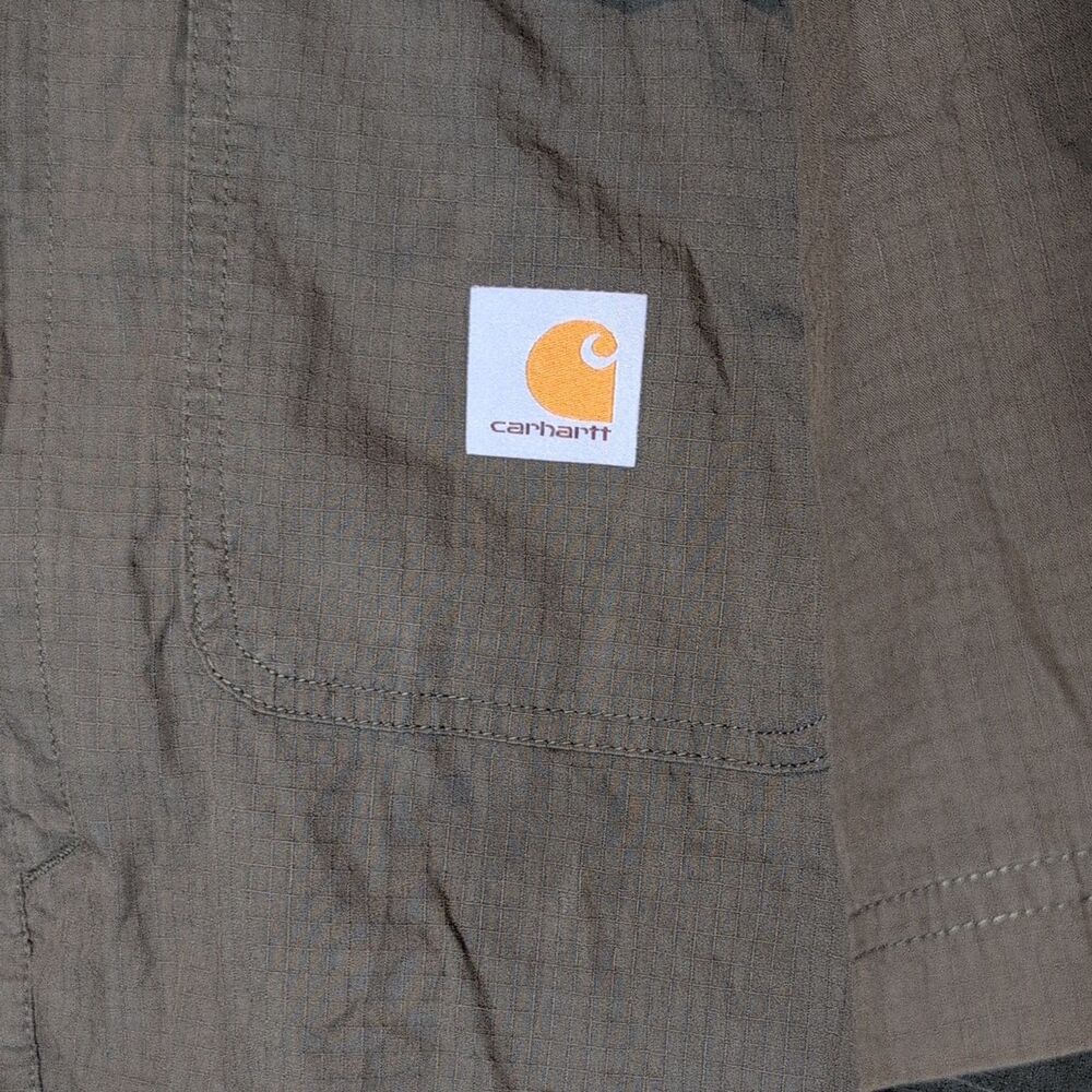 Carhartt Force Shirt Mens L Olive Green Relaxed Fit Ripstop Short Sleeve - Picture 2 of 8